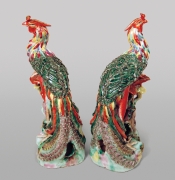 Pair of Chinese Porcelain Figures of Phoenixes