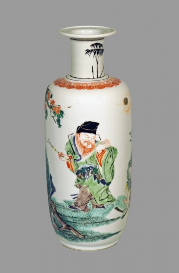 Chinese Famille Verte Cabinet Rouleau Vase