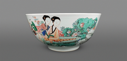 Fine and Rare Chinese Large Famille Verte Porcelain Bowl