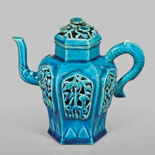 Chinese Turquoise Glazed Porcelain Teapot