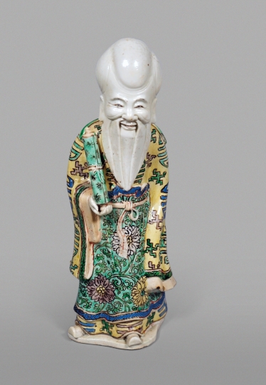 Chinese Glazed Biscuit Porcelain Figure of Shoulao
