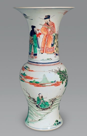 Chinese Famille Verte Porcelain Phoenix Tail Vase